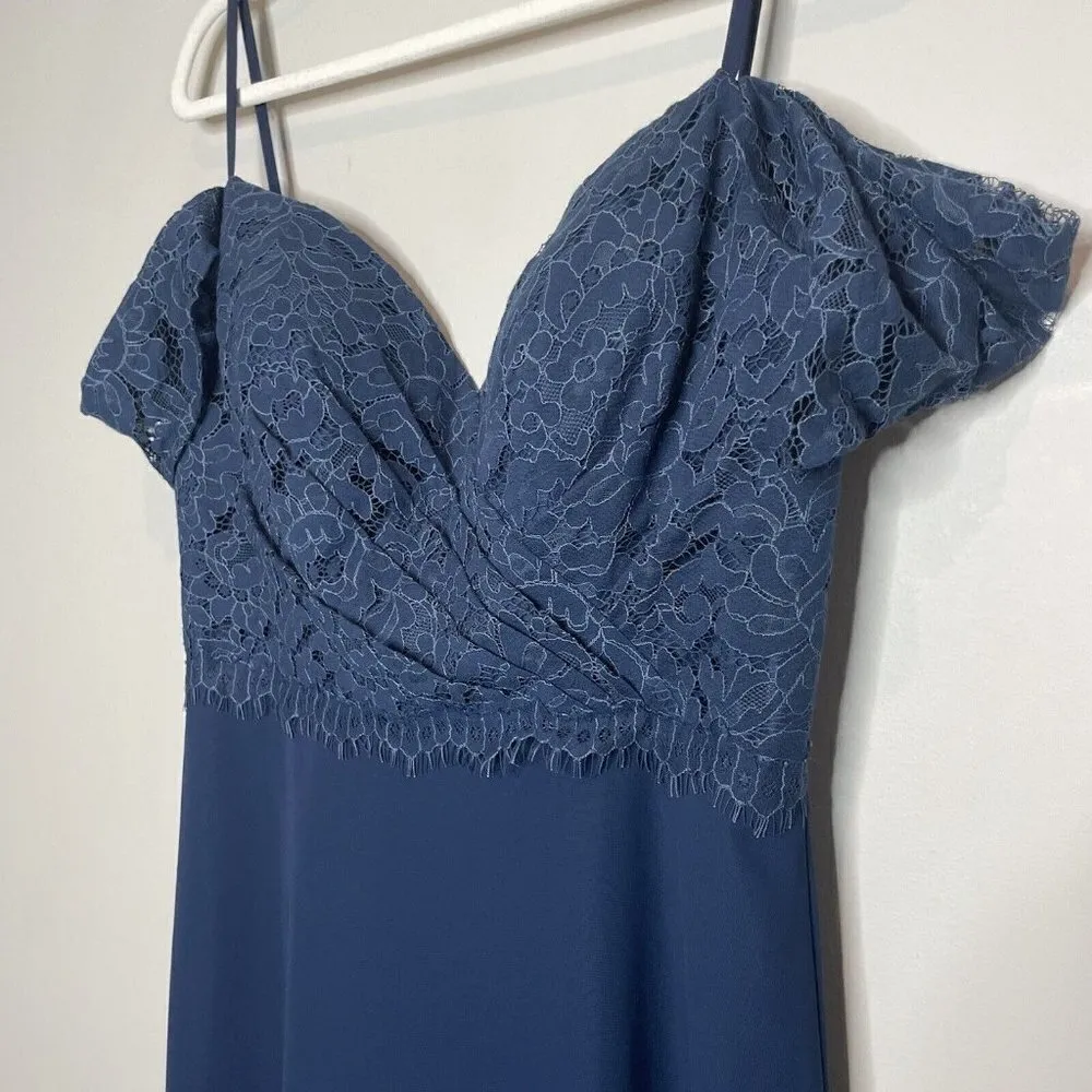 Christina Wu Bridesmaid Mother of Bride Dress 22801 Navy Blue Lace Chiffon Sz 12 - Image 5