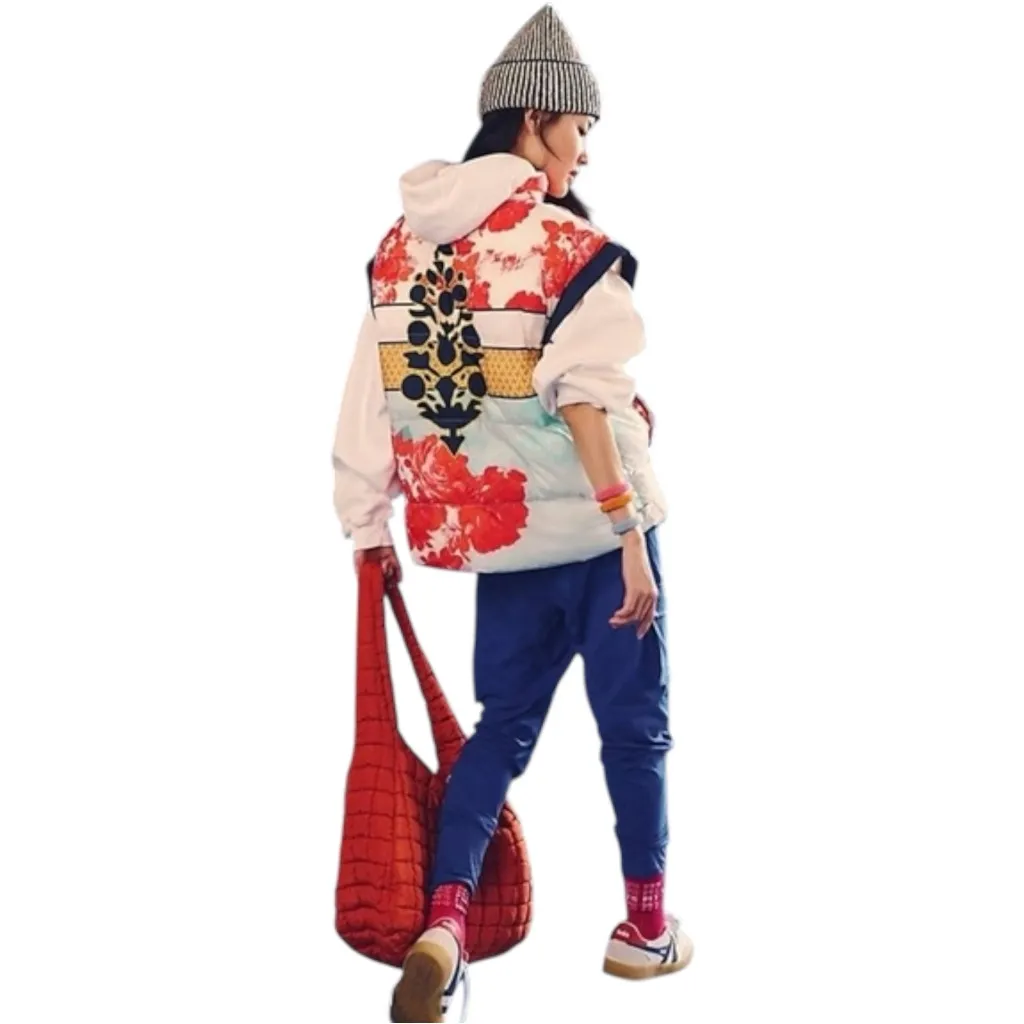 NWT Free People In A Bubble‎ Colorful Printed Oversized Puffer Vest Small $178 - Image 2