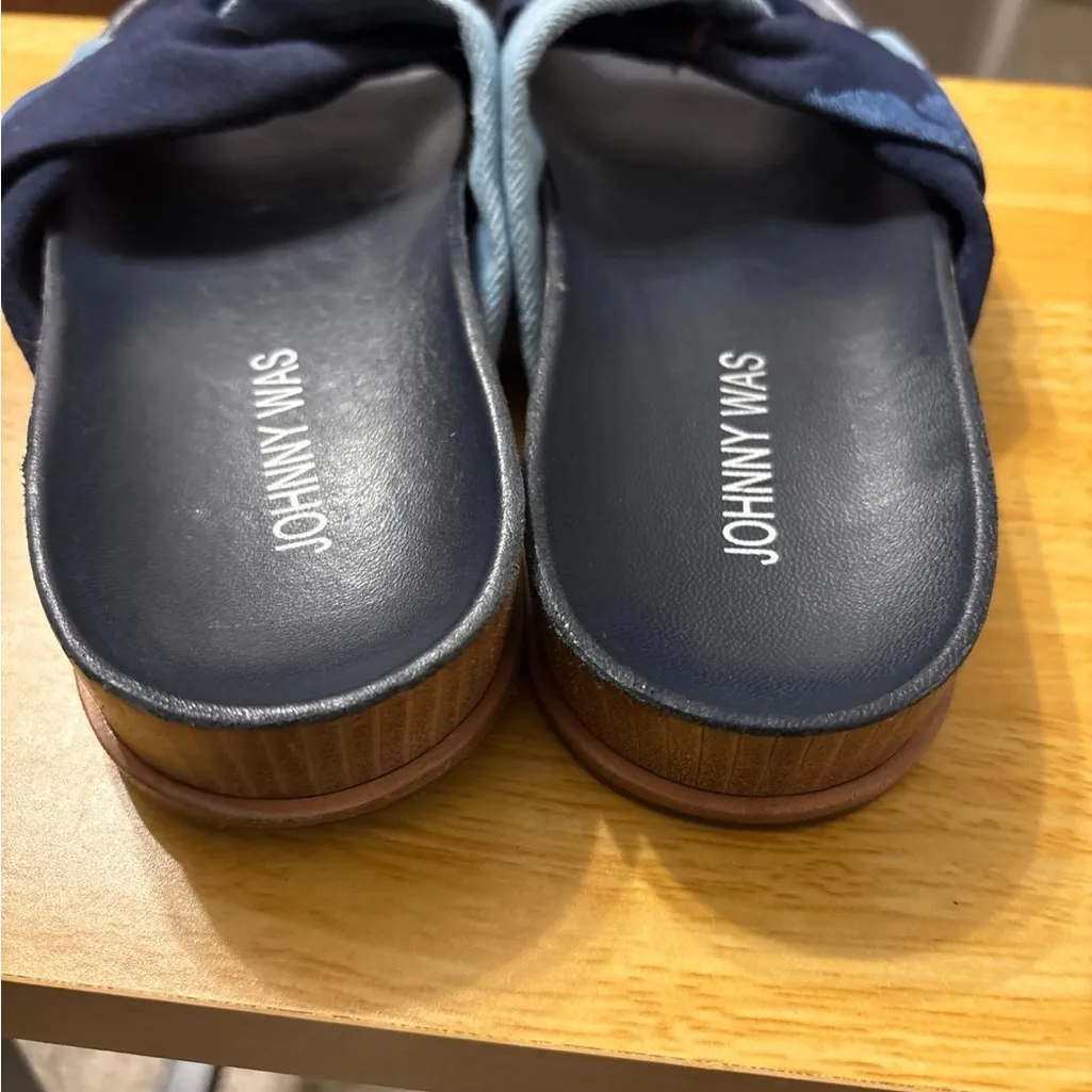 John was floral jacquard twist sandals size 7 blue floral - Image 3