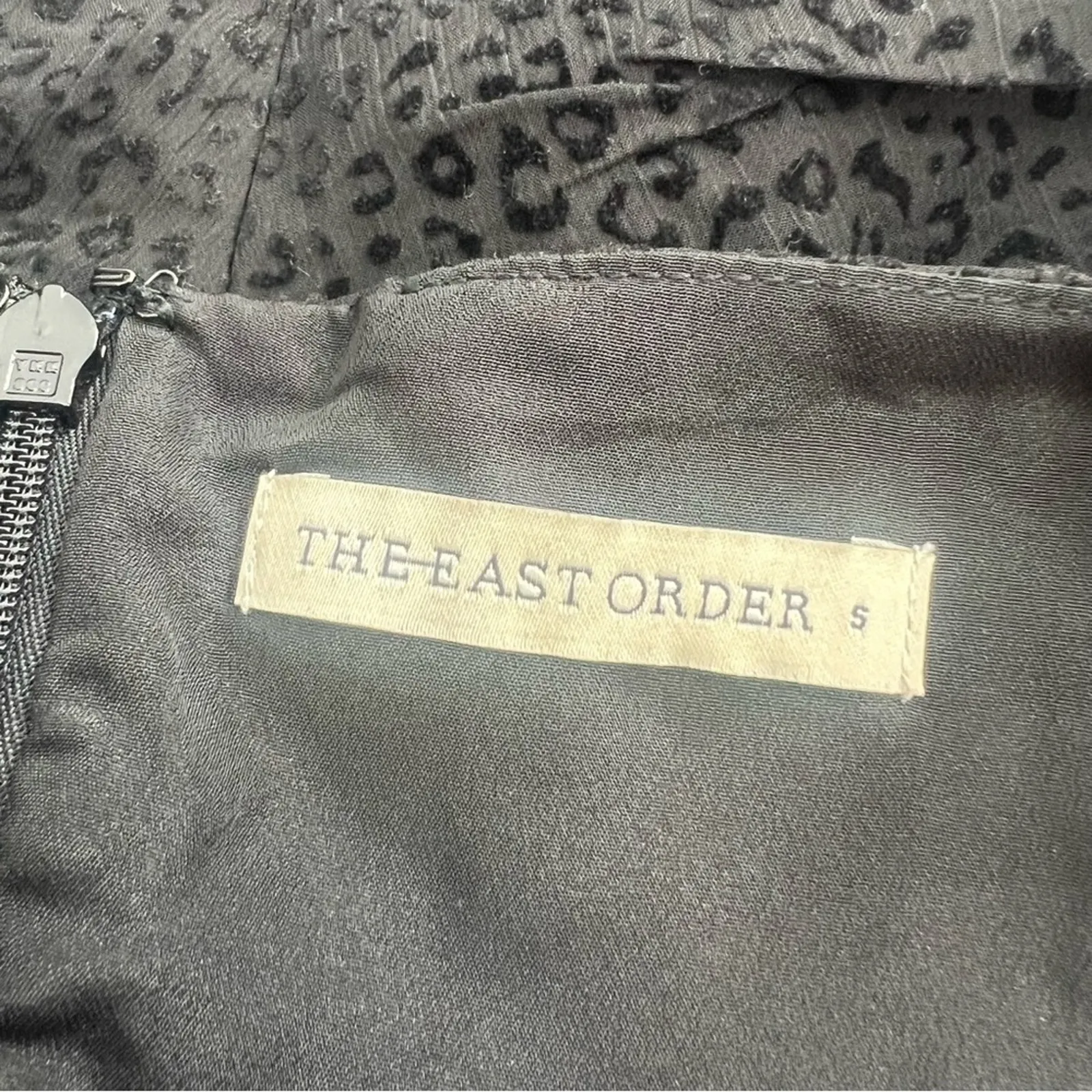 The East Order Black Animal Print Ruched Asymmetrical Hem Bodycon Mini Dress S - Image 5