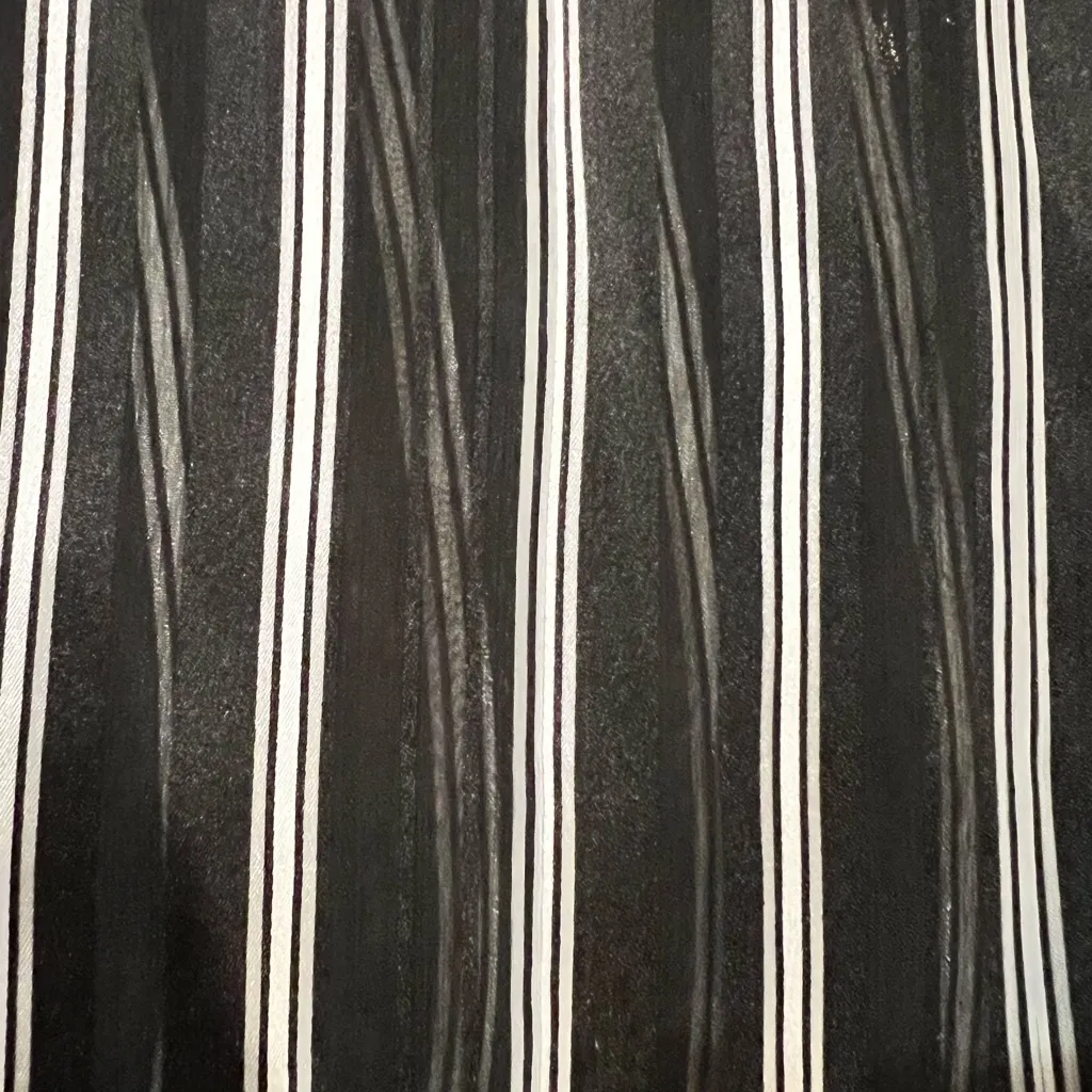 White House Black Market Black Sheer Shadow Stripe Button Down Shirt size 10 EUC - Image 10