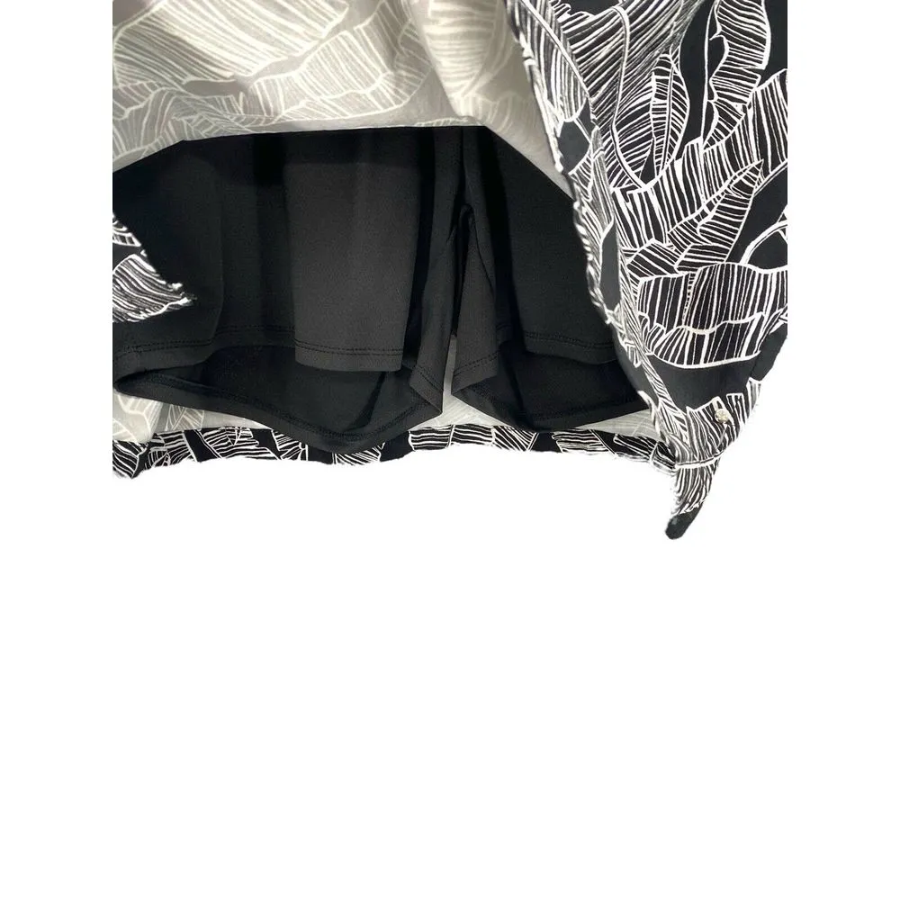 Women's Rafaella Black Palm Leaf Mini Stretch Button‎ Details Skort sz XXL - Image 5