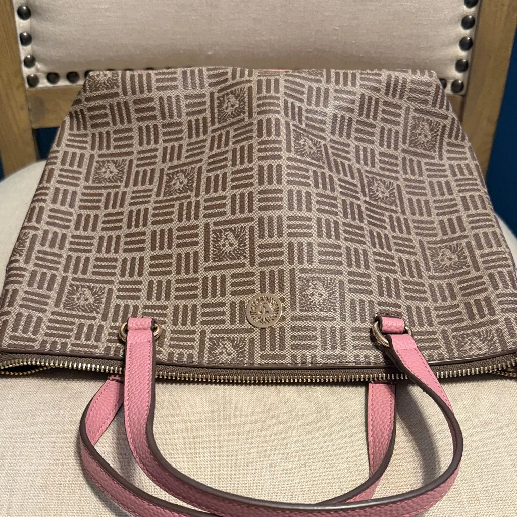 Anne Klein Pink and Brown Patterned Tote - Image 8