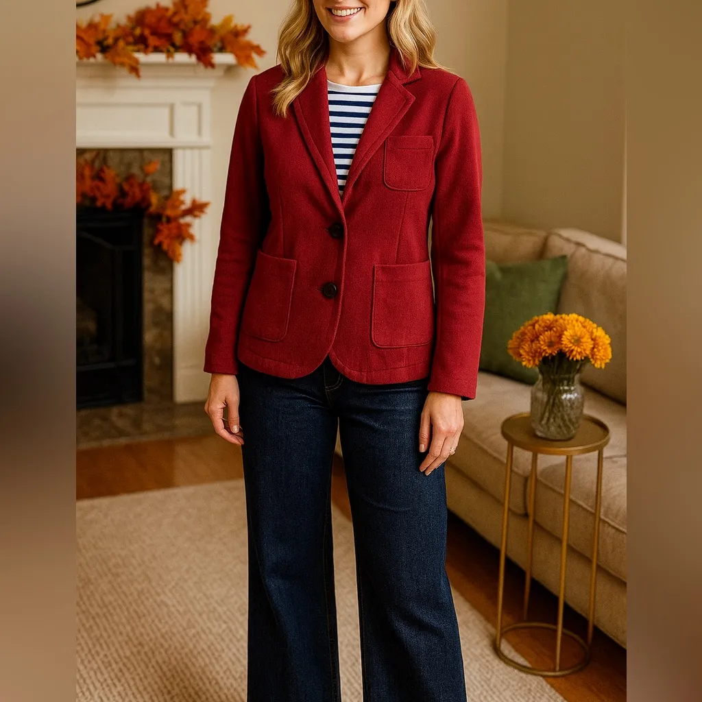 Lands' End Burgandy/Red Blazer Jacket - Image 2