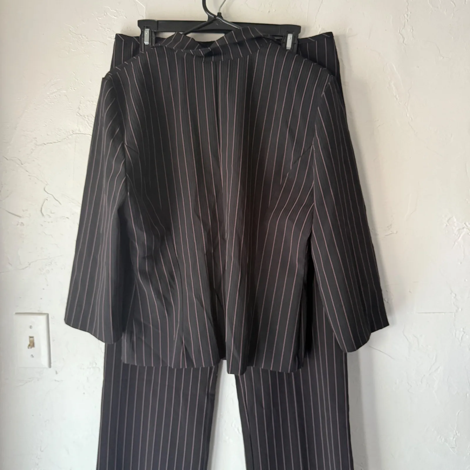B. SMART Y2K Womens Pinstripe Suit Set Blazer Pants 11 12 Office Siren Corporate - Image 5