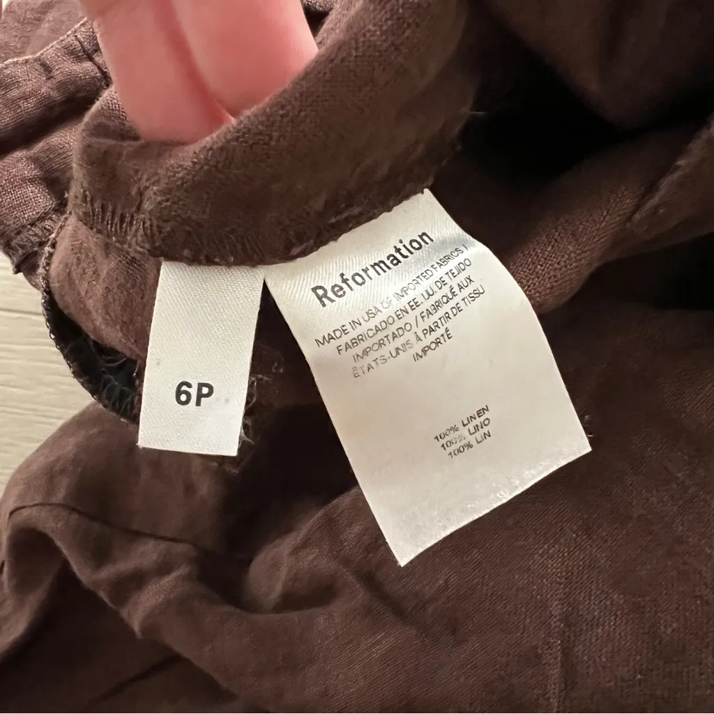 Reformation Linen Trouser Pants Size 6 Petite - Image 3