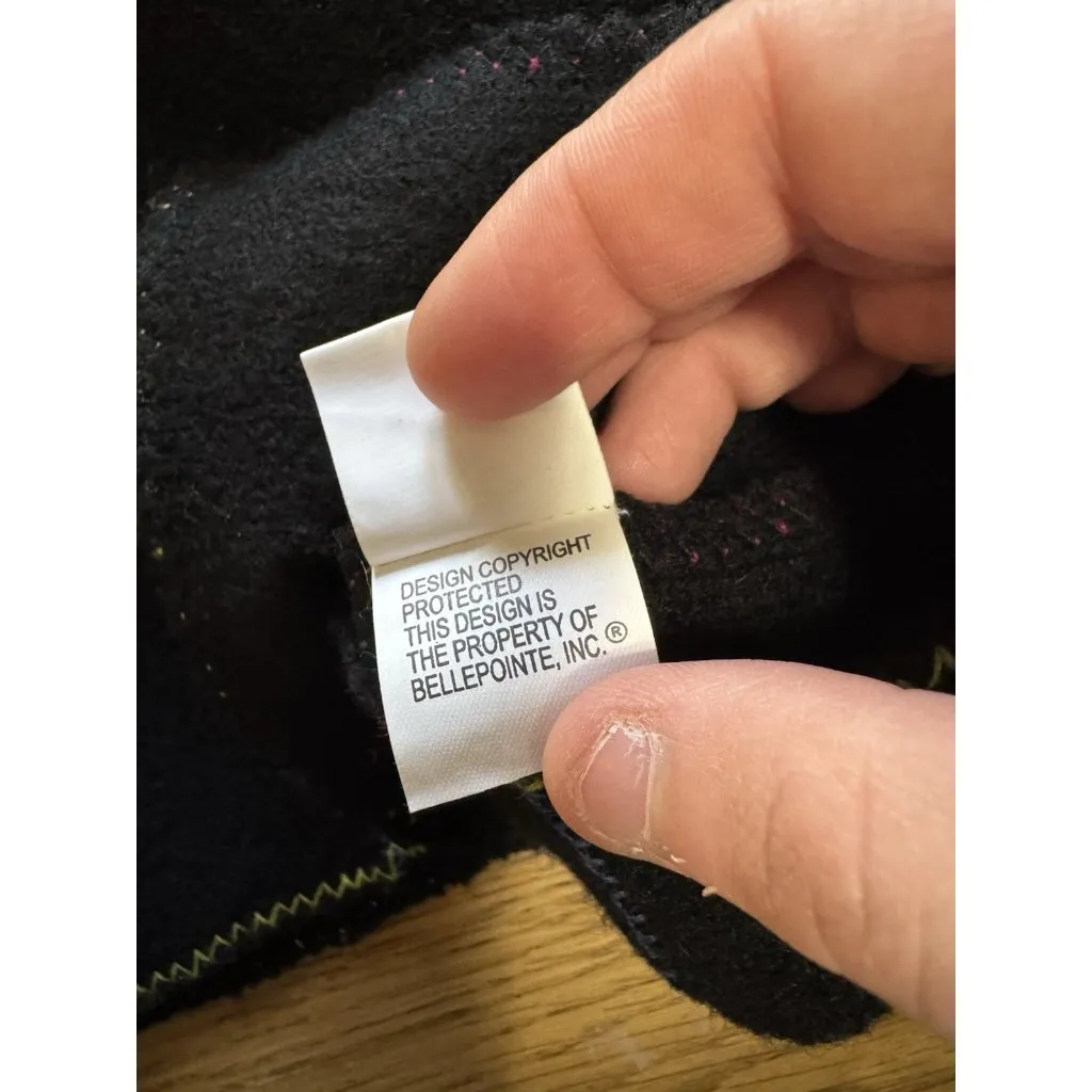 Belle‎ Pointe Cardigan Sweater Women Size Small Wool Ribbons Artsy Art To Wear Black - Image 9