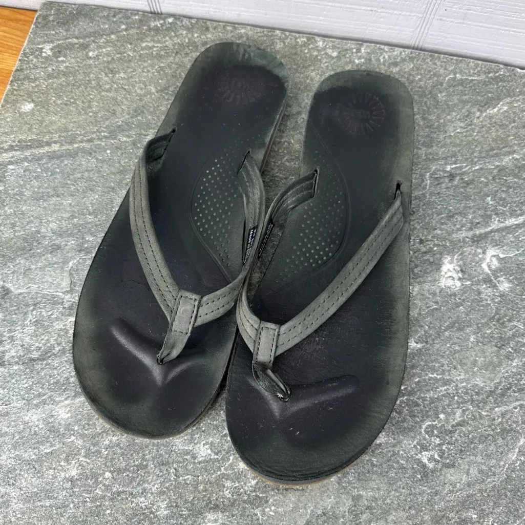 UGG Kayla Gray Flip Flop Leather Thong Sandals Women’s Size 10 - Image 2