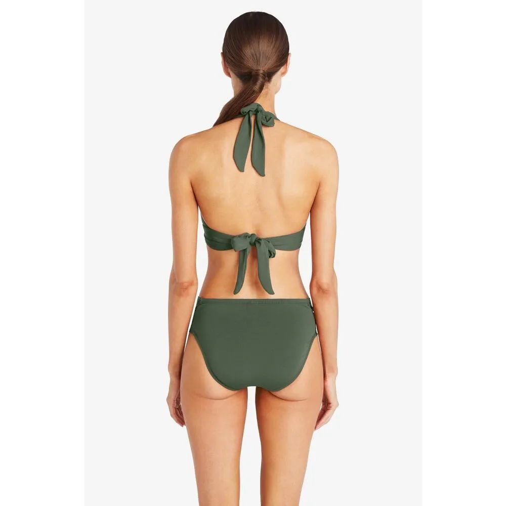Robin Piccone Malachite Green Banded Twist Front Hipster Bikini Swimsuit Bottoms - Image 2