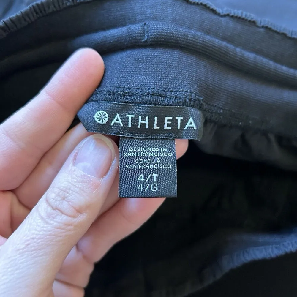 Athleta Trekkie Drawstring Womens Straight Crop Pant‎ Size 4 tall Black #988054 - Image 2