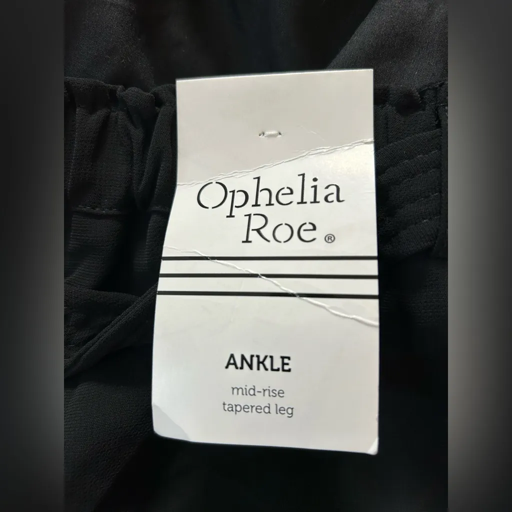 NEW Ophelia Roe Black Ankle Mid Rise Tapered leg Belted Pants 3X - Image 2