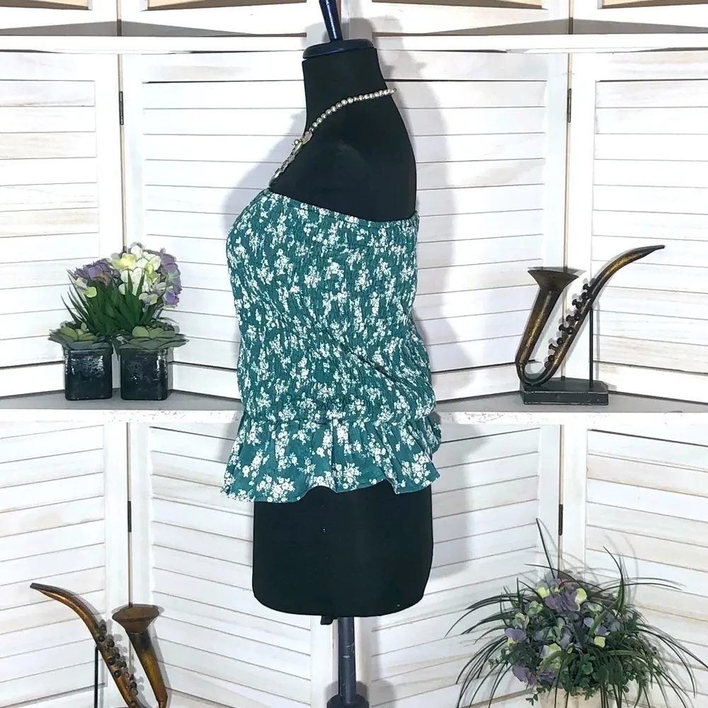 Shein Strapless Chiffon Ruffled Floral Top XS - Image 4