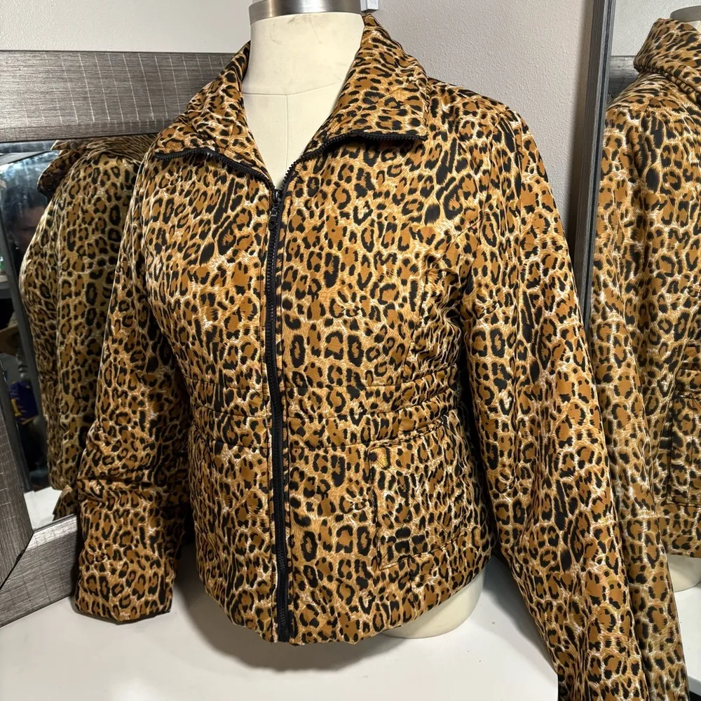 Vintage  leopard print coat for women size XL - Image 10