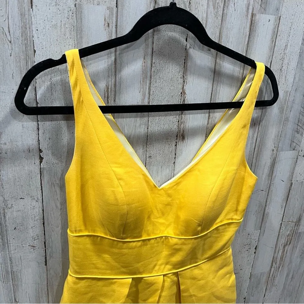 Jenny Yoo 100% Silk Yellow Marigold Mini Bridesmaid Dress - Image 3