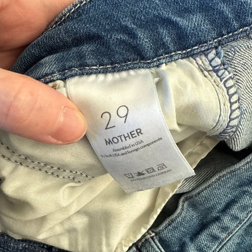 Mother x Clare V. Wide Leg jeans Pleated Belle Prep Heel Size 29 Playing in Blue - Image 5