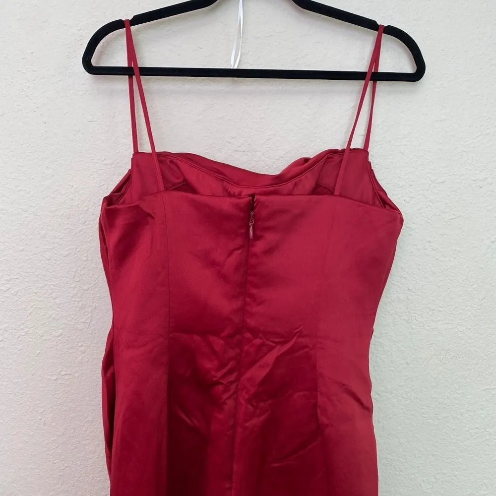 HOUSE OF CB 'Anja' Wine Satin‎ Corset Midi Dress NWOT size XL - Image 8