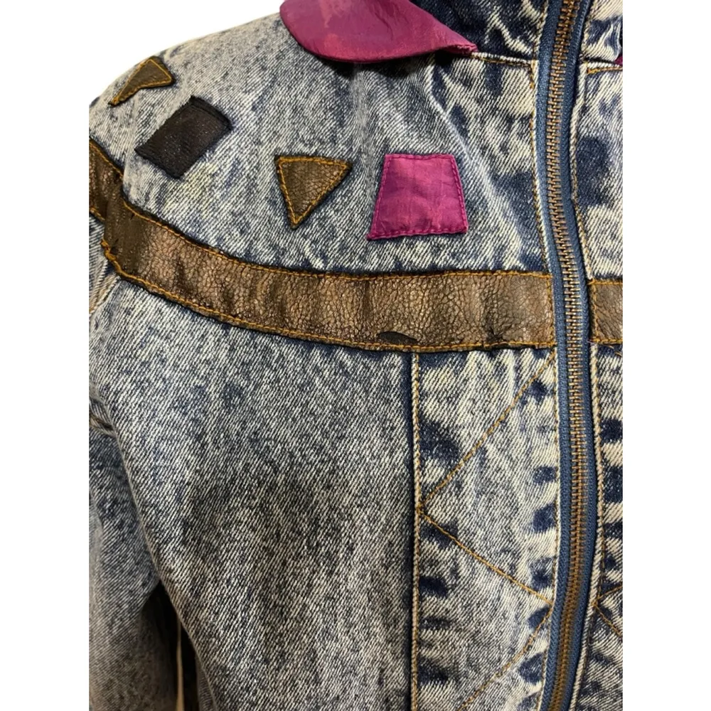 Women’s Vintage Faded Glory Denim Jacket, Size L, Blue & Purple - Image 3