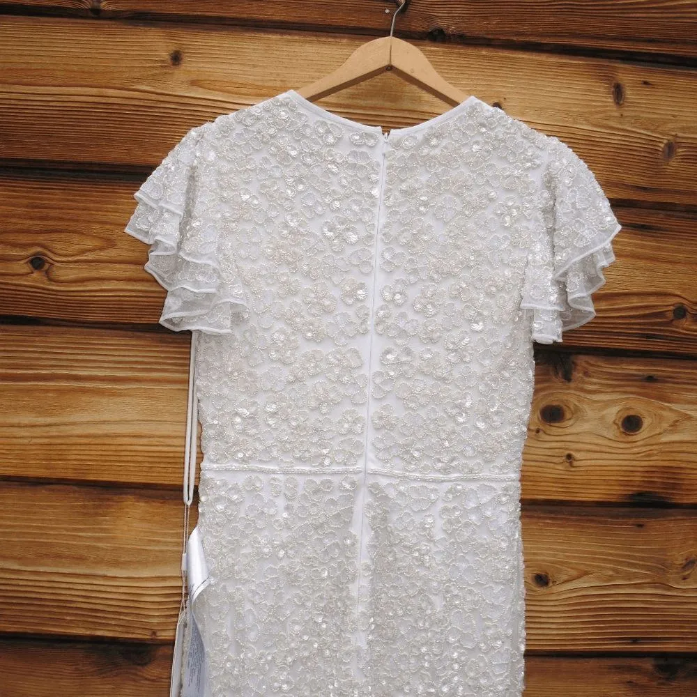 NWT Mac Duggal 10748 White Floral Beaded Gown Dress Size 4 $598 - Image 11