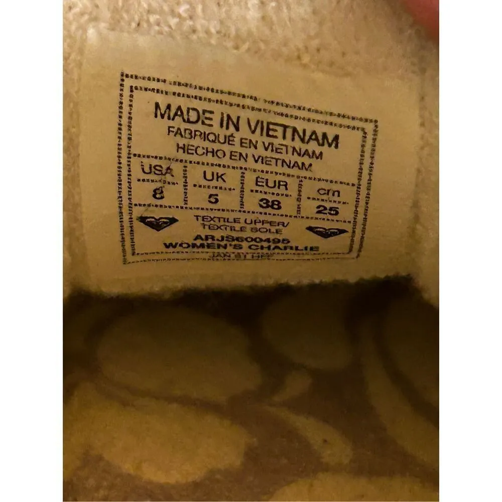 Roxy Womens Charlie Sneakers Sz 8 White Blue Pastel Fabric Lace Up Casual Shoes - Image 8