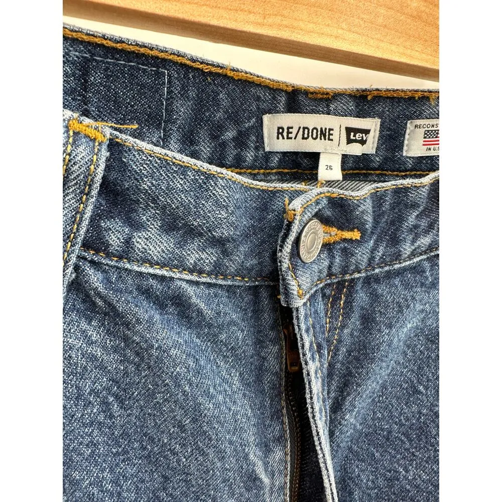RE/DONE Levi's Indigo Wash High Rise Stove Pipe Denim Jeans Women Size 26 - Image 7