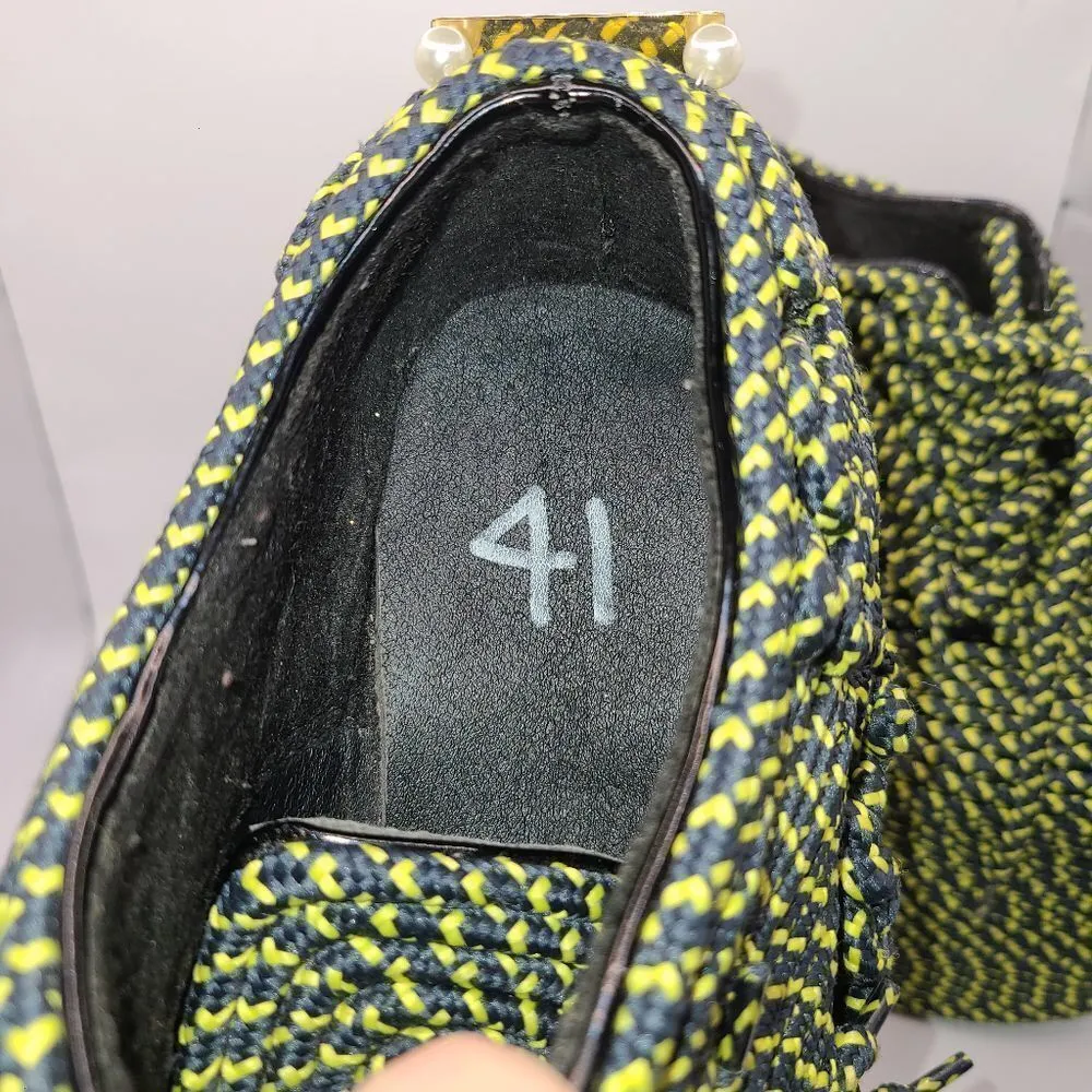 Laurence and Chico Wearable Art Runway One of a kind Platform Laced shoes Yellow Size 10.5 - Image 9