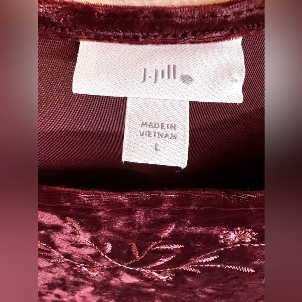 J.Jill Pinot Multi Embroidered Velvet Tunic Top Purple Size L Size L - Image 12