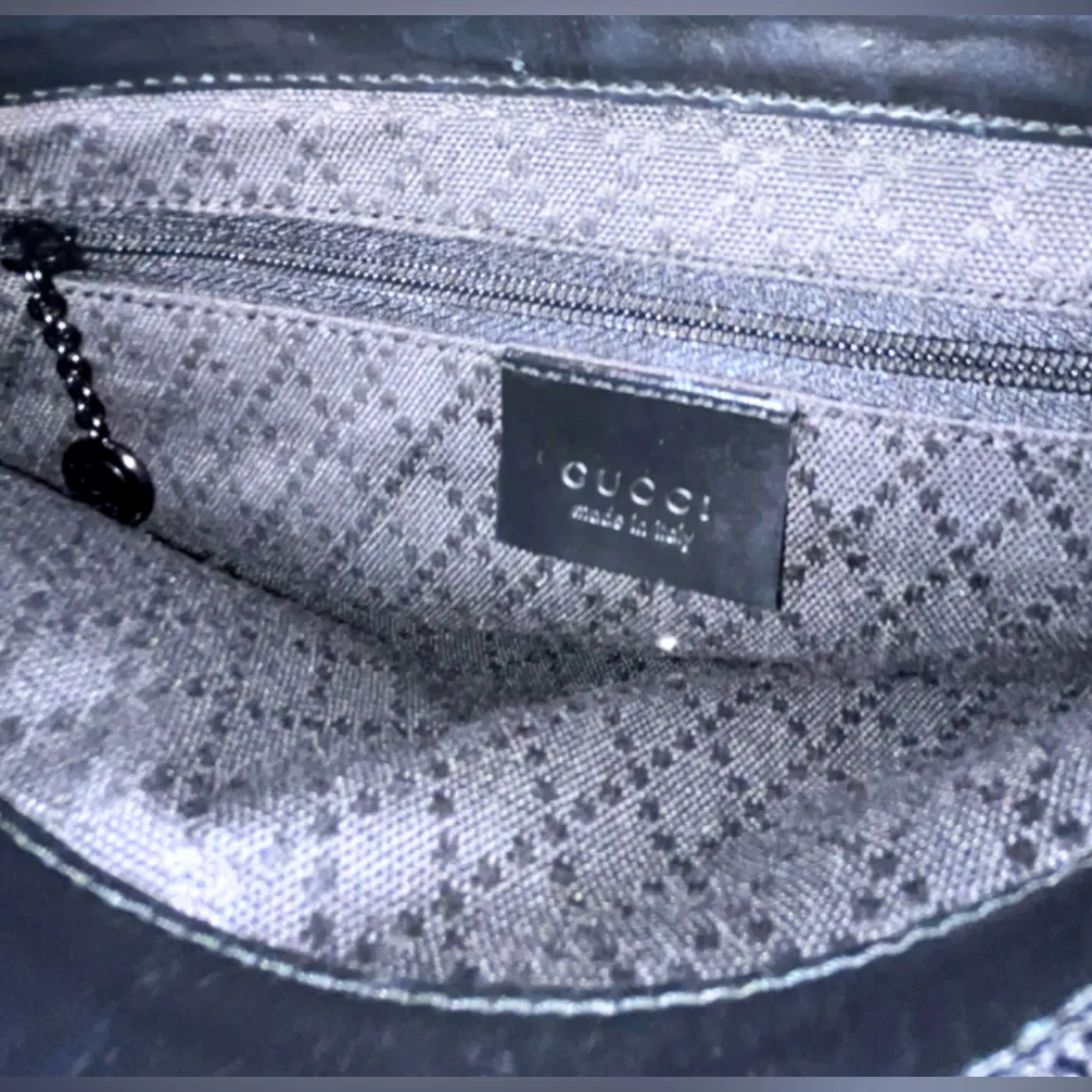Authentic Gucci Black GG Monogram Shoulder Bag - Image 8