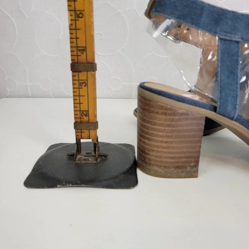 Franco Sarto Harlet Womens Sandals Sz 7.5 Blue Suede Leather Peep Toe Block Heel - Image 33