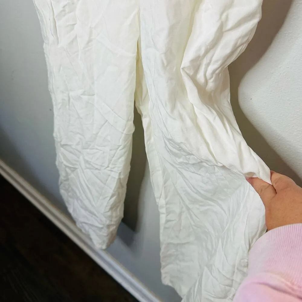 ANTHROPOLOGY GREYLIN White Jena Puff Sleeve Linen Cutout Jumpsuit Size Small - Image 5