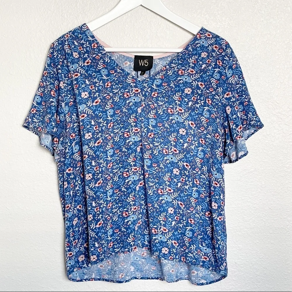 W5 Anthropologie Floral V-Neck‎ Flowy Top - Image 3