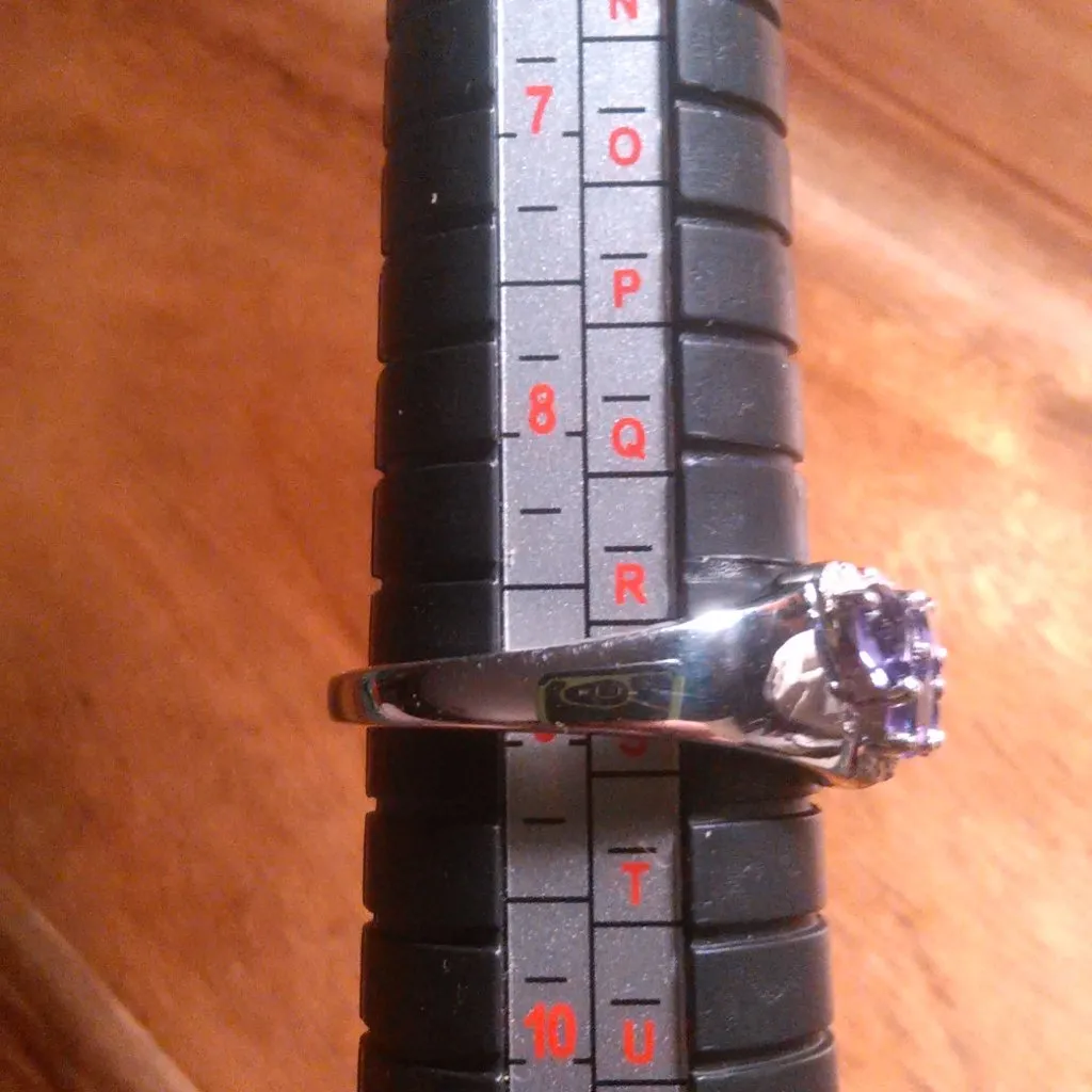 Premium Bolivian Amethyst and White Zircon Cascade Sterling Silver Ring (Size 9) - Image 3