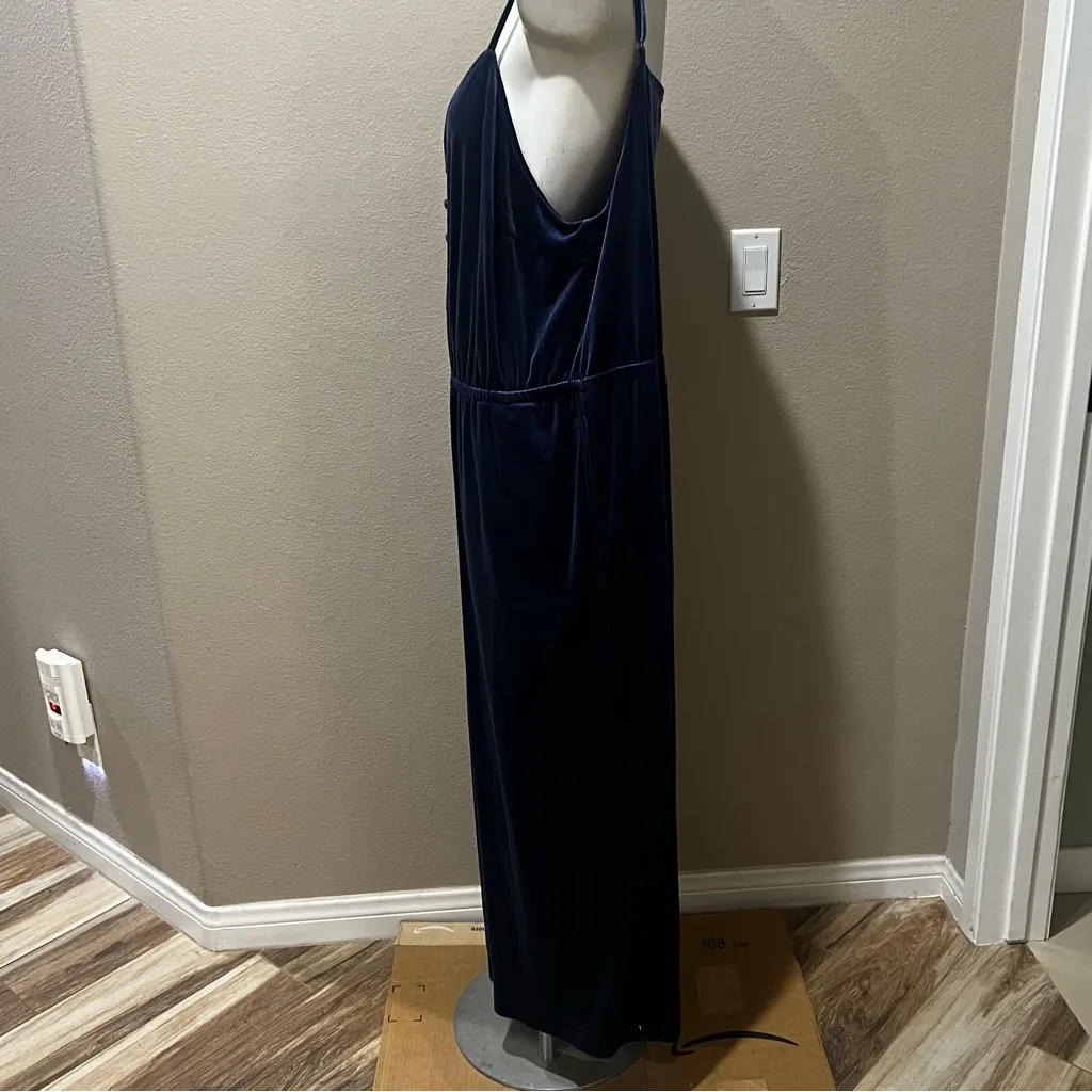 Popsugar blue velvet spandex strap plus size jumpsuit - Image 6