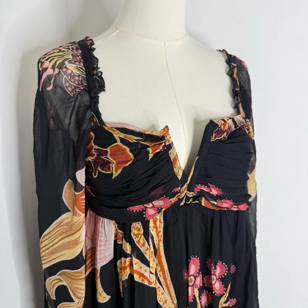 Let Me Be Anthropologie XS Petite Floral Open Back Boho Dress NWT - Image 6