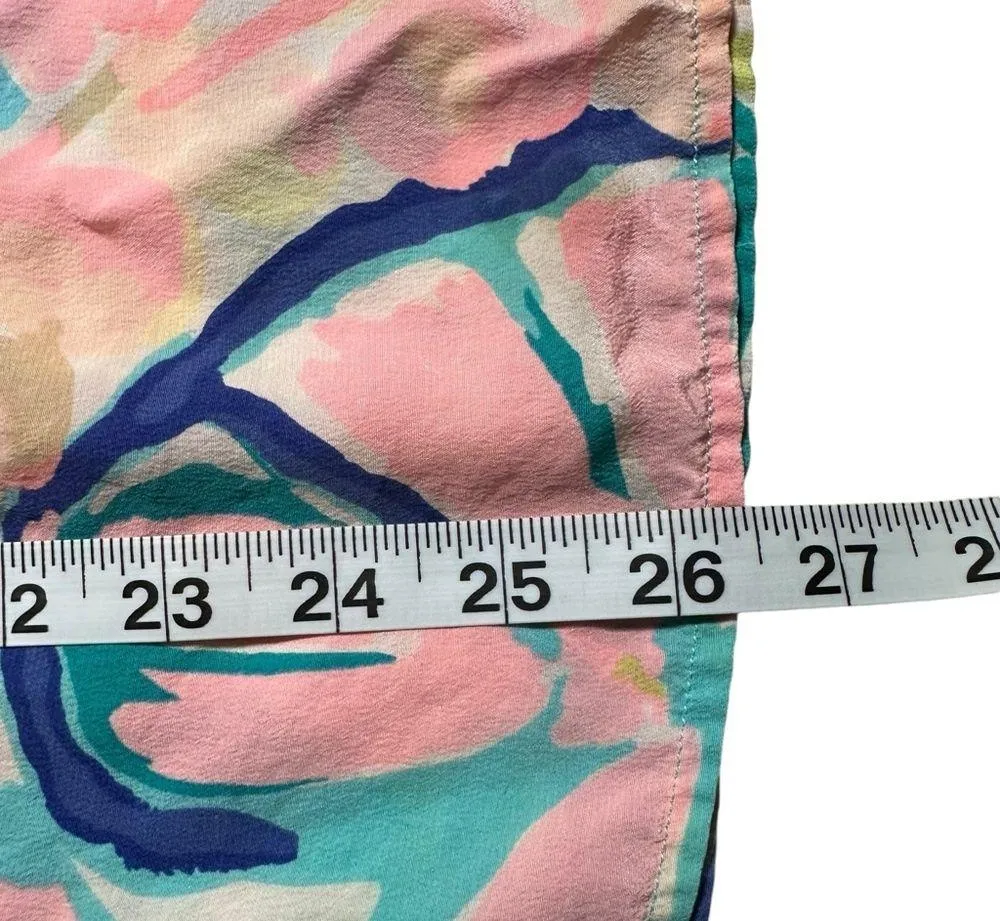 Pink Long Sleeve Silk Floral Blouse Large - Image 12