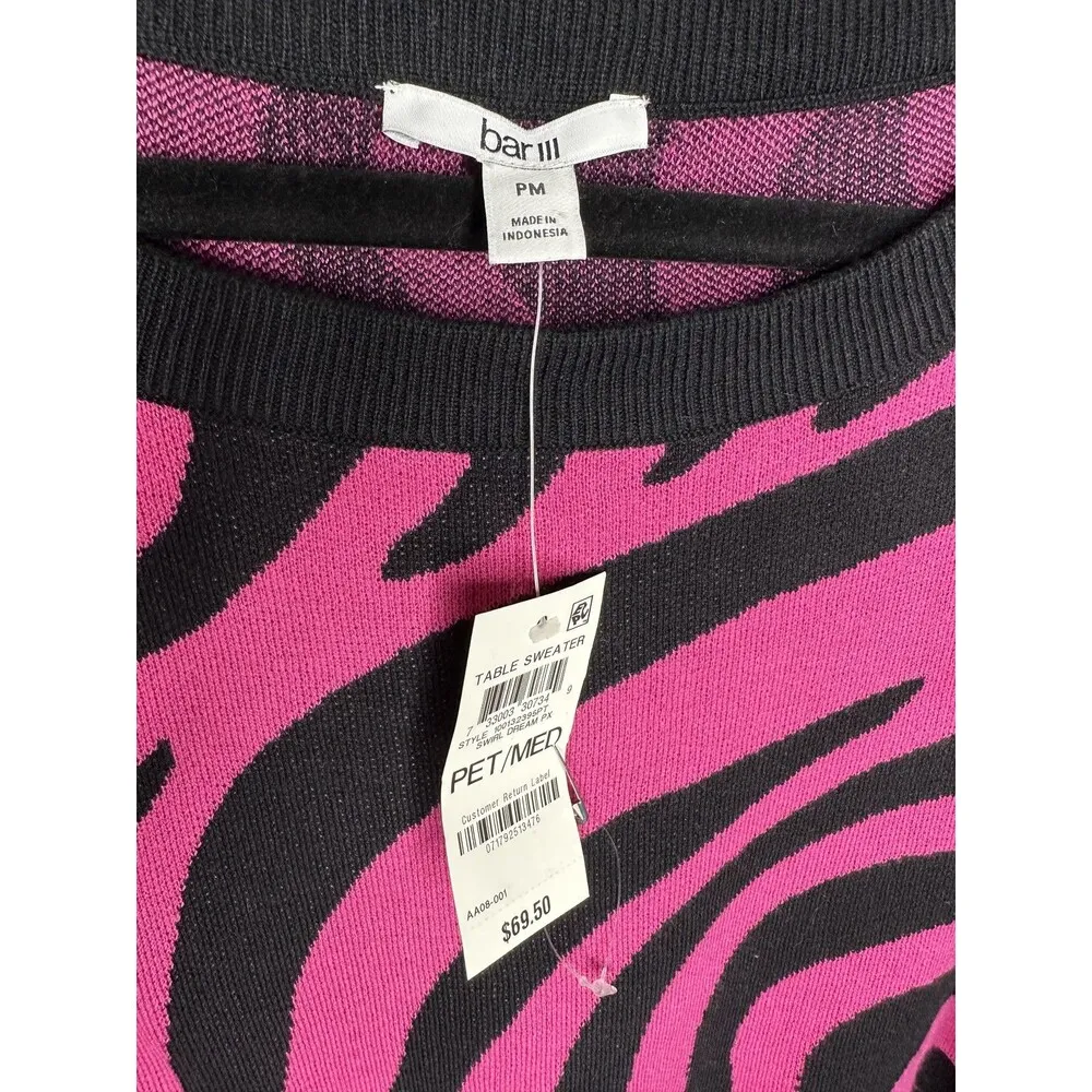 NEW Bar III Sweater Womens Petite Medium Zebra Swirl Crewneck Pullover - Image 2