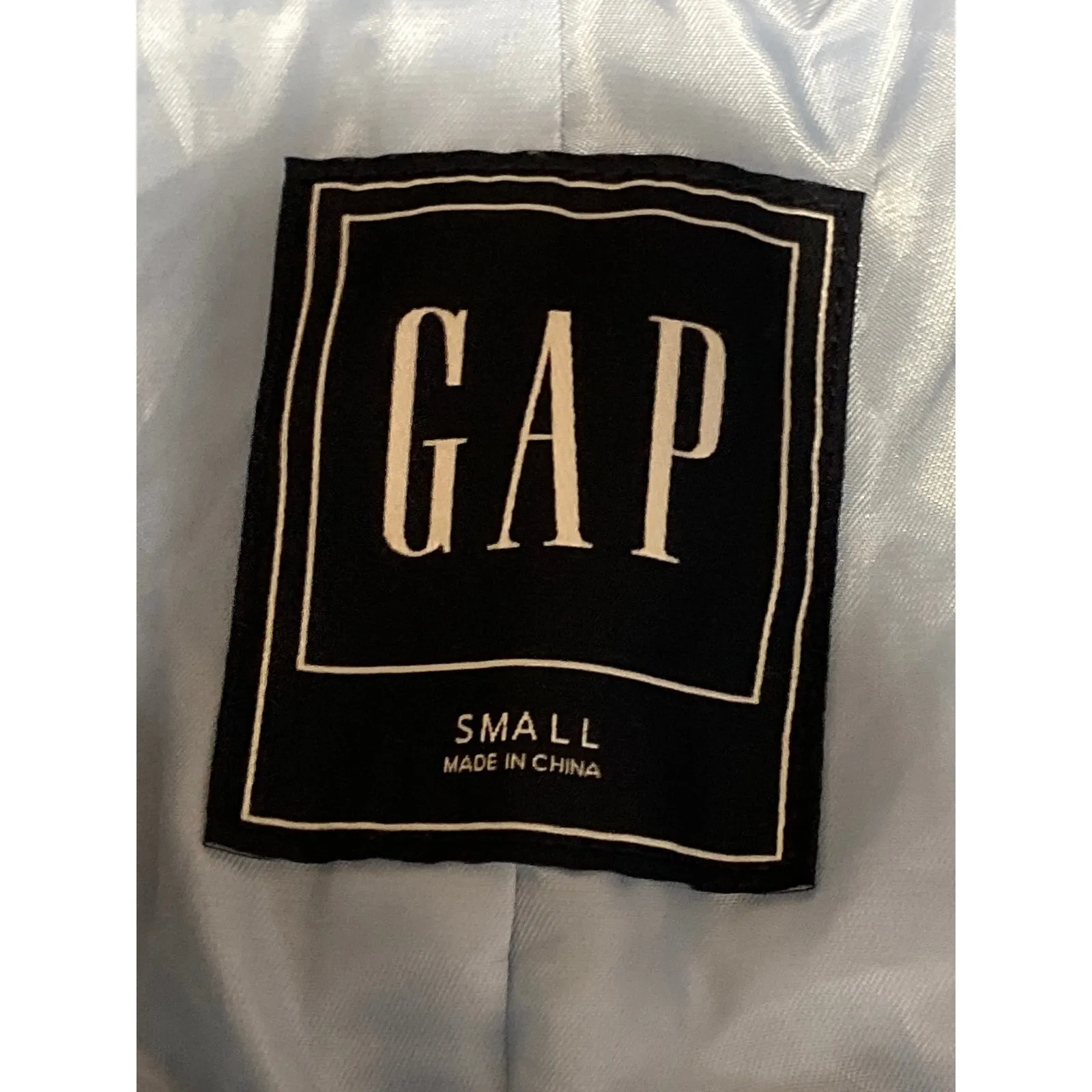 Gap Blue Sherpa Fleece Wide Collar Full Zip Long Sleeve Bomber Coat Jacket Sz S - Image 3