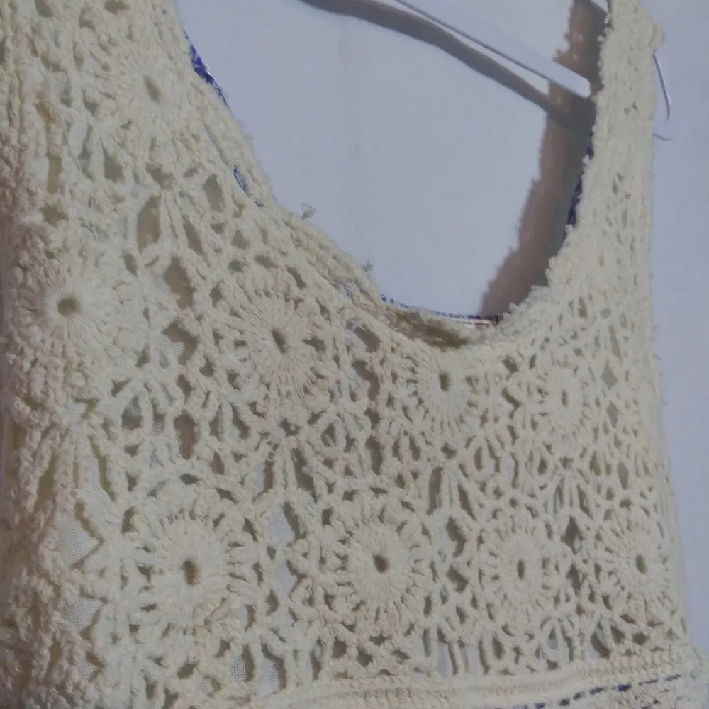 Flying Tomato Crochet Top Blue Patterned Dress Cottage Western Festival Size M - Image 3