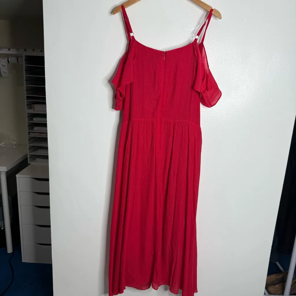 NWT City Chic Romantic Tie Dress In Red V-Neck‎ Cold Shoulder Size 20 (L) - Image 3