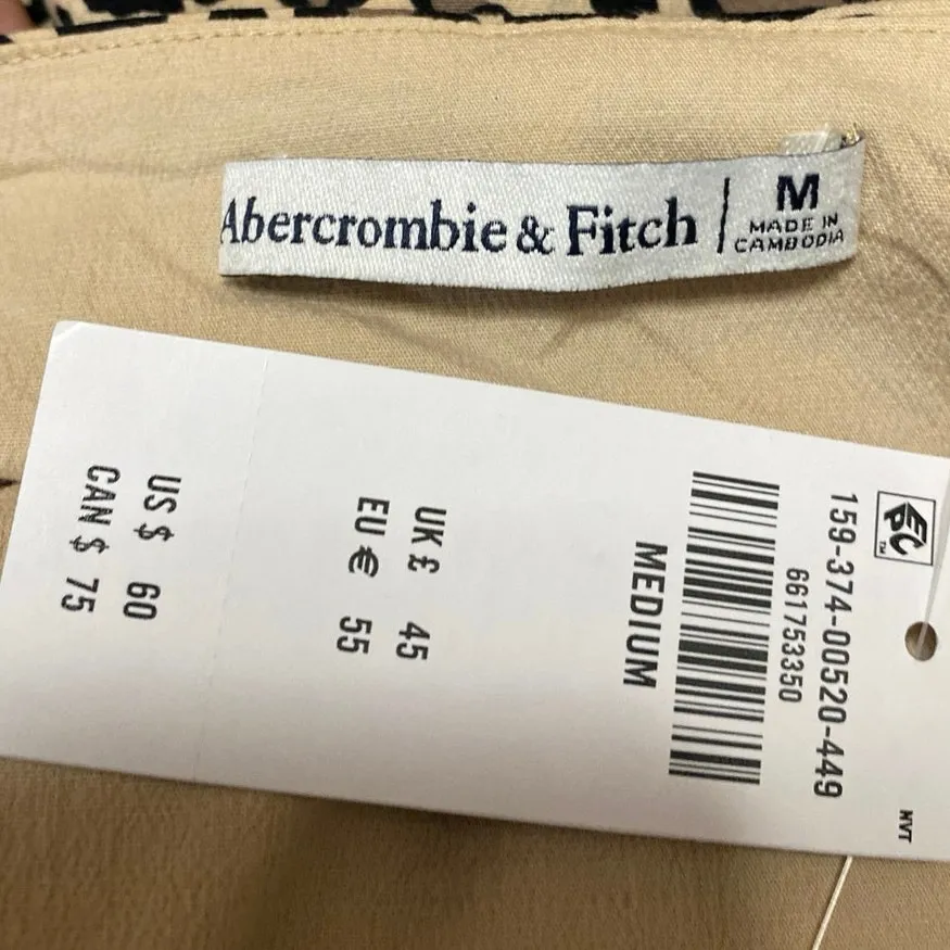 NEW Abercrombie & Fitch Brown Black Leopard Sleeveless Cami Mini A-Line Romper M - Image 3