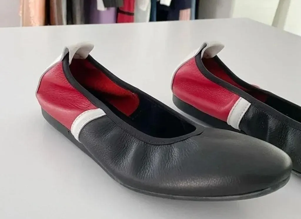Arche Lamour Rocky Leather Ballerina Flats in Black/White/Red Size EUR 38 NIB - Image 6