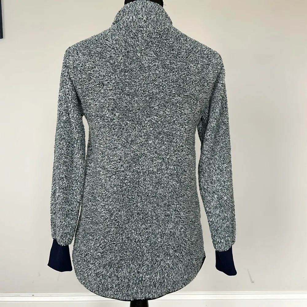 Navy Asymmetrical Fleece Pullover Sz SM - Image 4