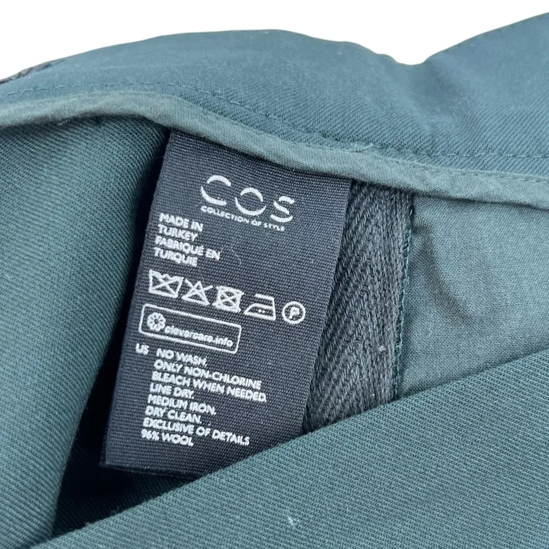 COS‎ Wool Trouser Dress Pants Cropped Ruched Side Dark Green Size US 4 - Image 10