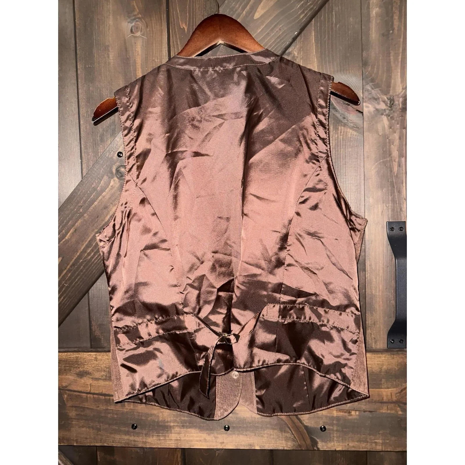 Bryn Connelly 100%‎ Leather Vintage Button Down Vest Brown Size 12 - Image 4