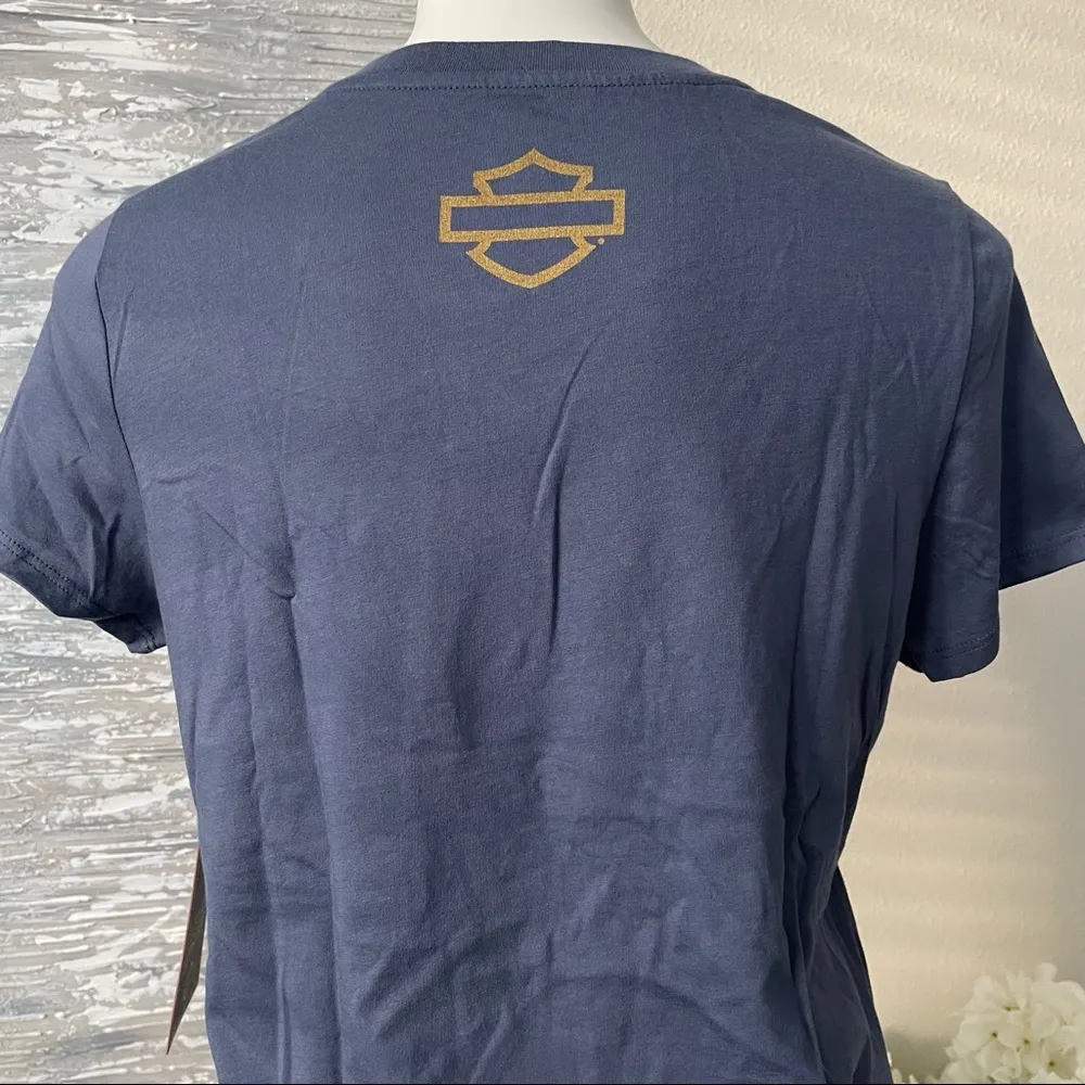 Harley-Davidson Women's Retro Race Flag V-Neck Tee Size L - Image 8