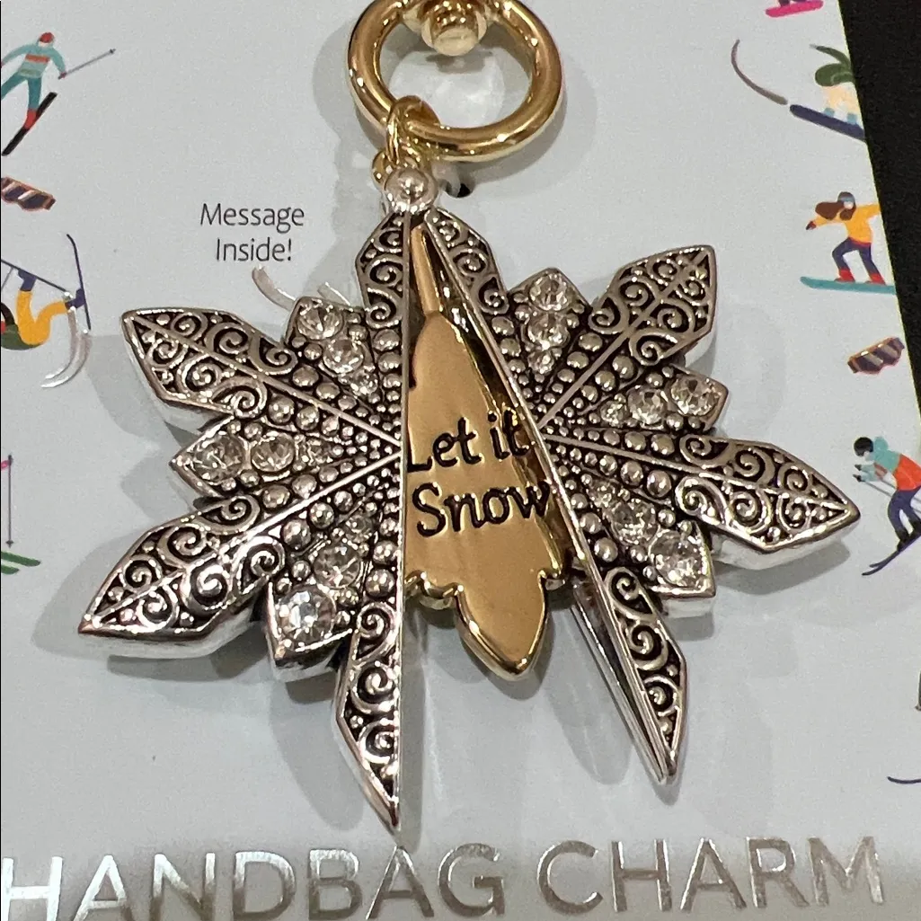 True To Form | Dual Tone Christmas Snowflake “Let It Snow” Bag Charm ❄️ Gold - Image 8
