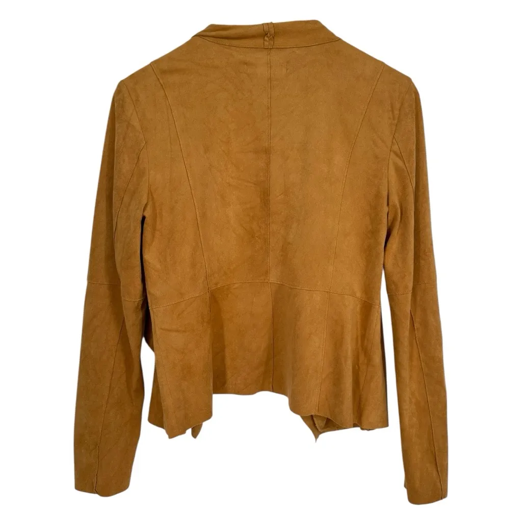 Bagatelle Sienna Brown Drape Front Faux Suede Jacket size Small Long Sleeve Soft - Image 10