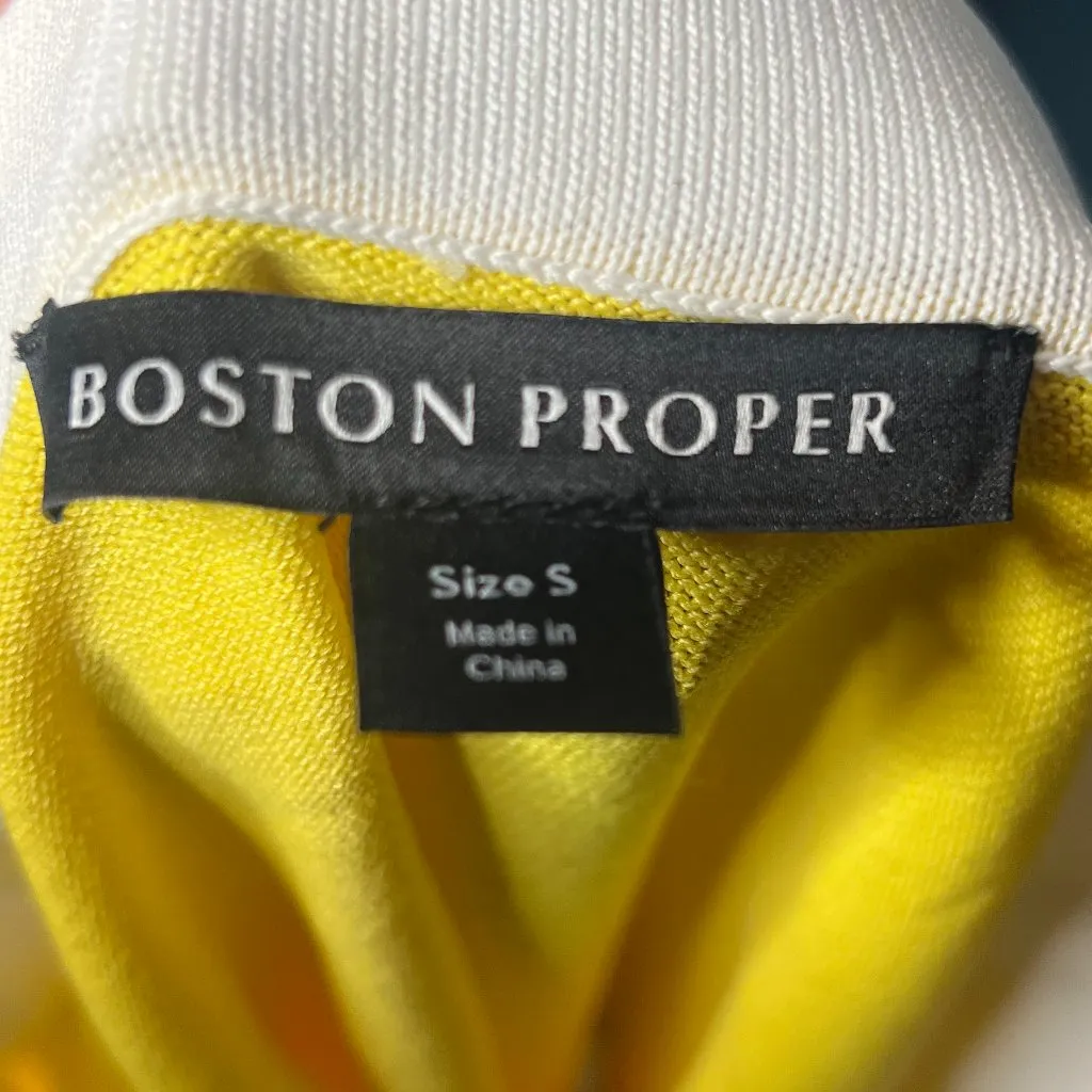 Boston Proper Yellow Off Shoulder Flare Sleeve Colorblock Resortwear Top Size S - Image 4