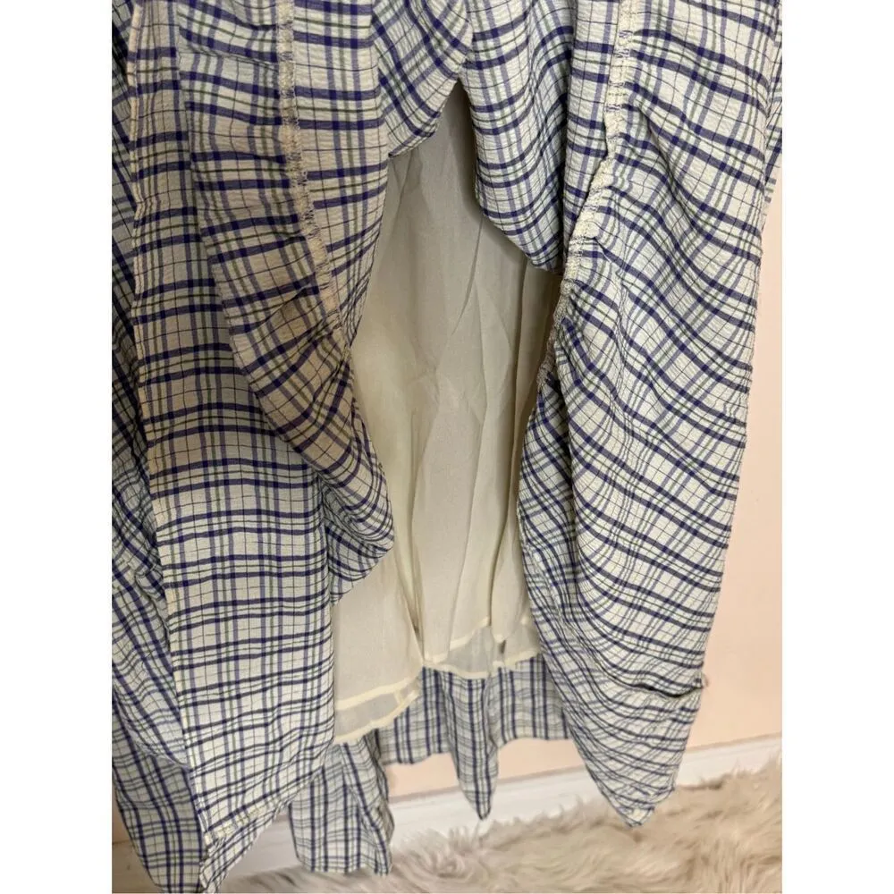 English Factory Blue and White Gingham Tiered Maxi Dress M NEW - Image 4