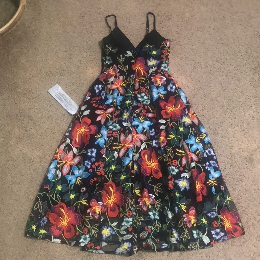 Dress the Population Maren Embroidered Floral Sleeveless Fit‎ & Flare Dress XXS - Image 7