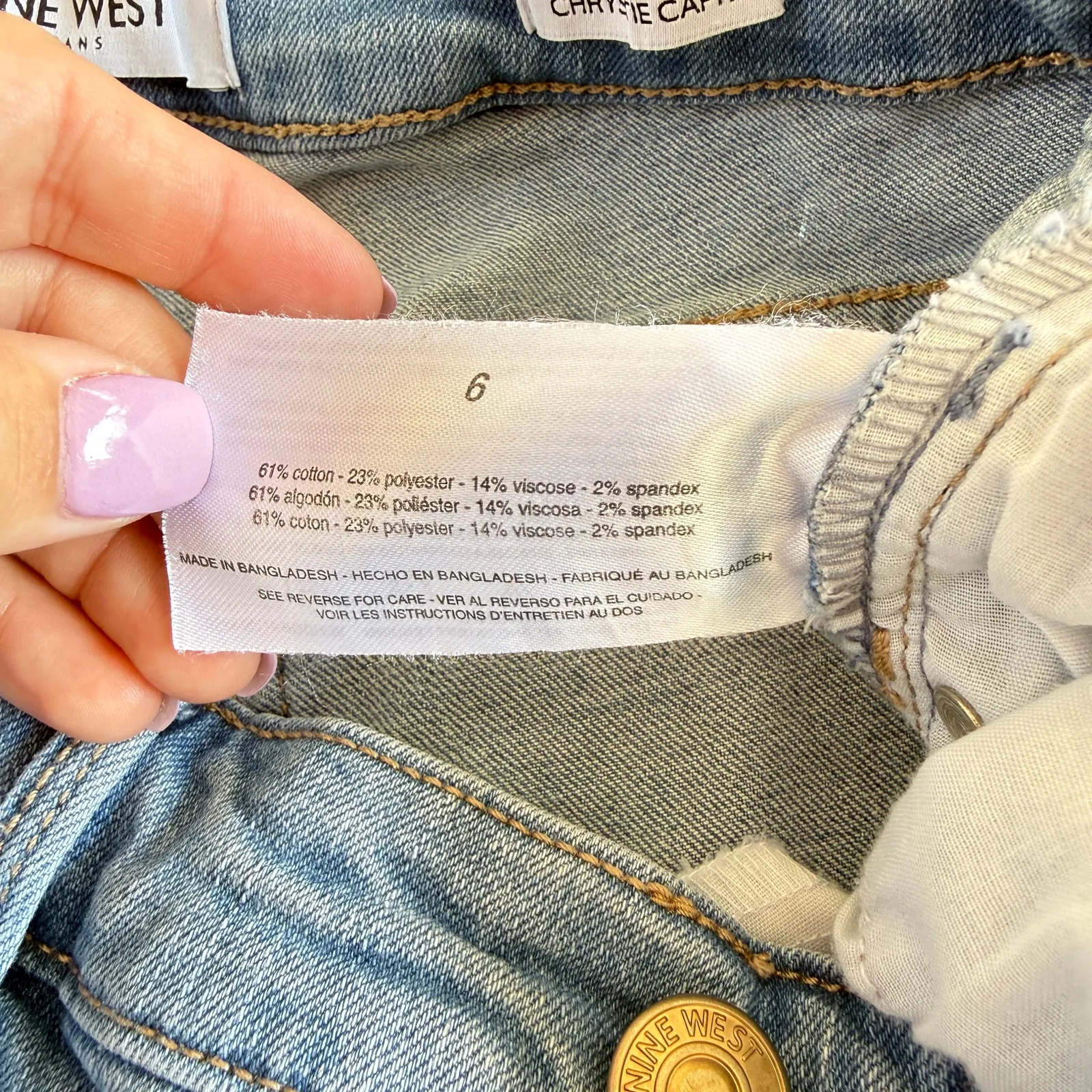 Nine West Chrystie Capri Wooster Blue Jeans Size 6 Stretch Denim Mid Rise - Image 7